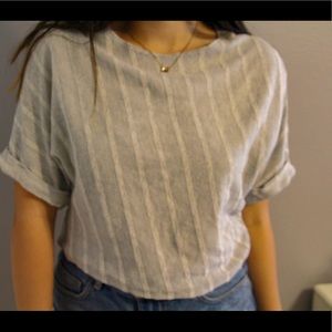 Cropped white and gray shirt